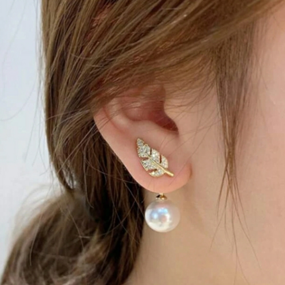 2/$29 Leaf and Pearl Earrings